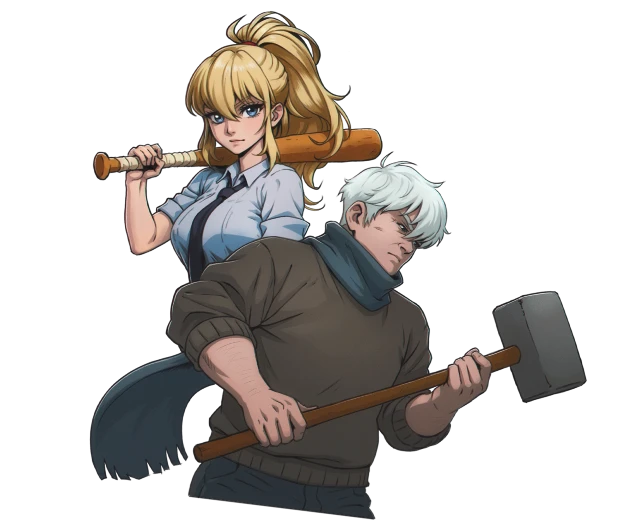 Alice and Bob together in the original game splash artwork
